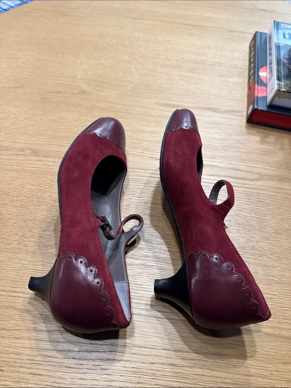 SAS Burgundy Mary Jane Low Heel Pumps - Picture 6 of 9